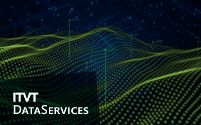 An abstract visualization symbolizing the evolution and future of data services in a digital environment.