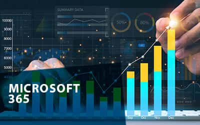 Visual representation of Microsoft 365 with the phrase “The Future of Business”, highlighting modern business solutions.