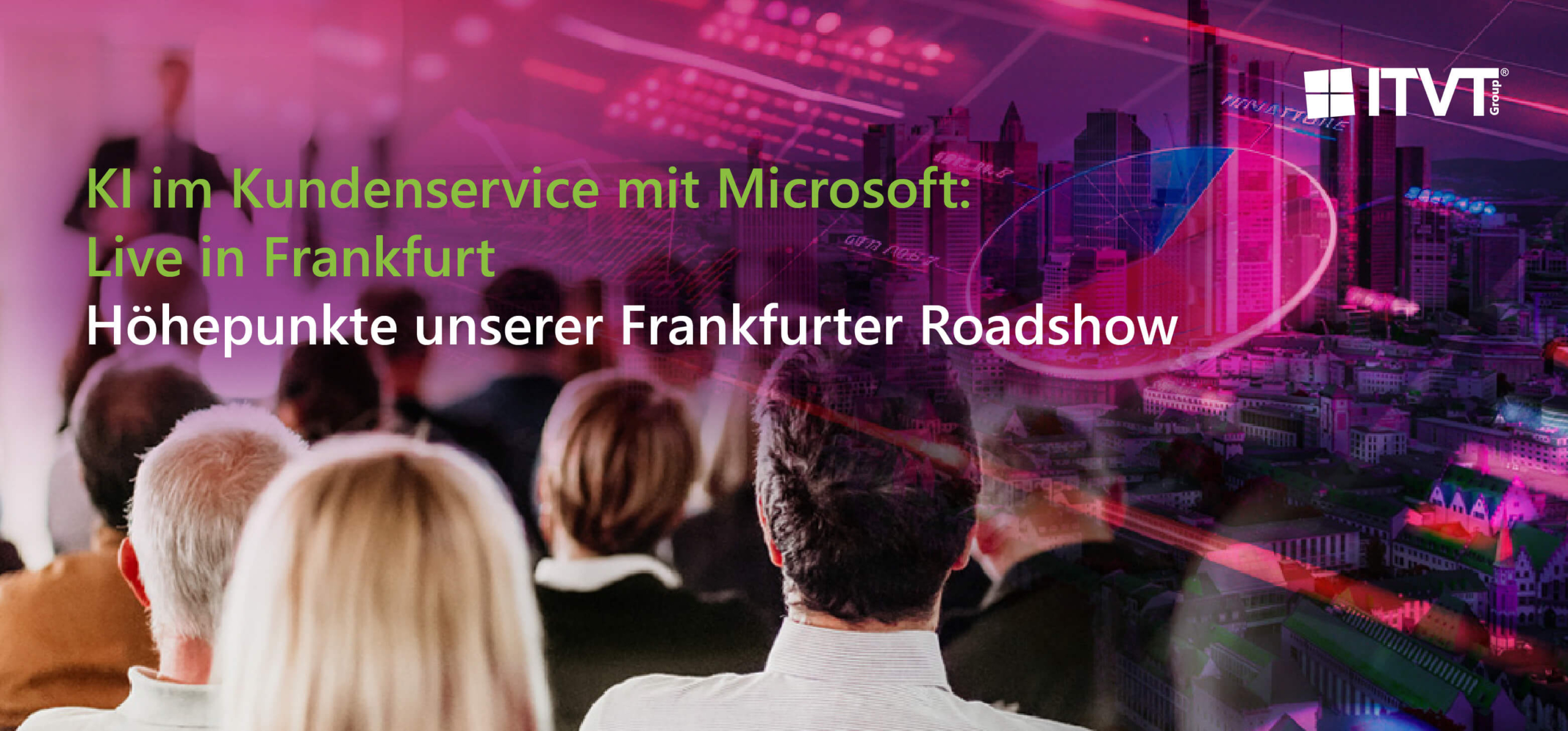 Audience attending an ITVT and Microsoft event on AI in customer service, held live in Frankfurt