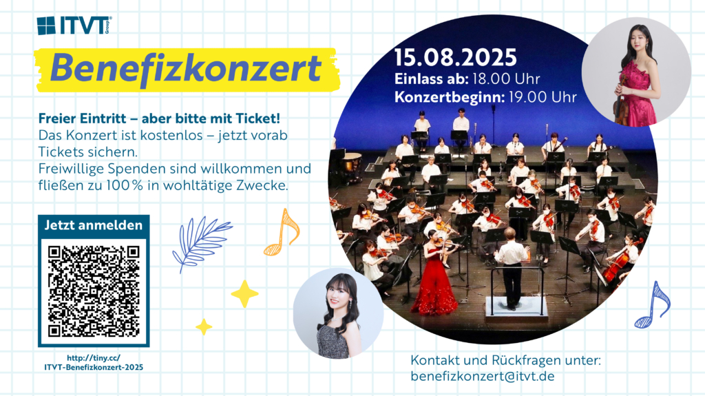 Benefit concert advertisement showcasing the phrase "Benefizkonzert" in an eye-catching design