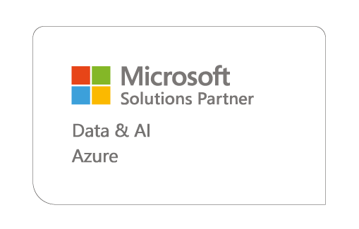Microsoft Solutions Partner logo with data and AI featuring Azure branding in a professional design.