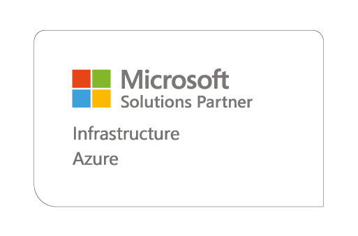 Microsoft Solutions Partner logo with infrastructure and Azure branding in a professional design.