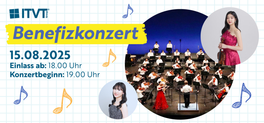 Benefizkonzert-Anzeige mit dem Slogan „Benefizkonzert” in auffälligem Design
