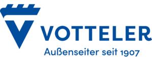 Votteler company logo featuring a stylized blue “V” with a crown-like design above it and the tagline “Außenseiter seit 1907” below.